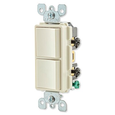 Leviton Decora Combination Wall Switch (Dual Switch), Light Almond